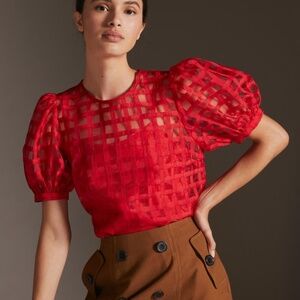 English Factory Red Sheer Blouse